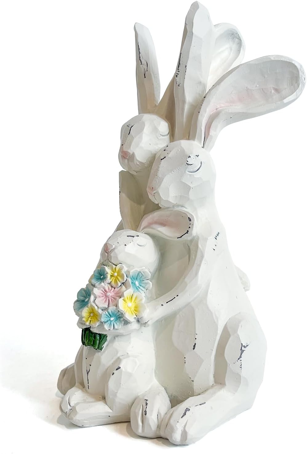 LIFFY Rabbit Figurines Home Decor - Bunny Statue for Mom, Wife, Nana, Adorable Home Decor Unique White Bunny Family for Table Decorations