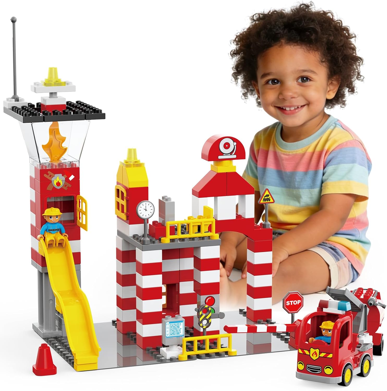 XENQITOYS Fire Station Building Blocks