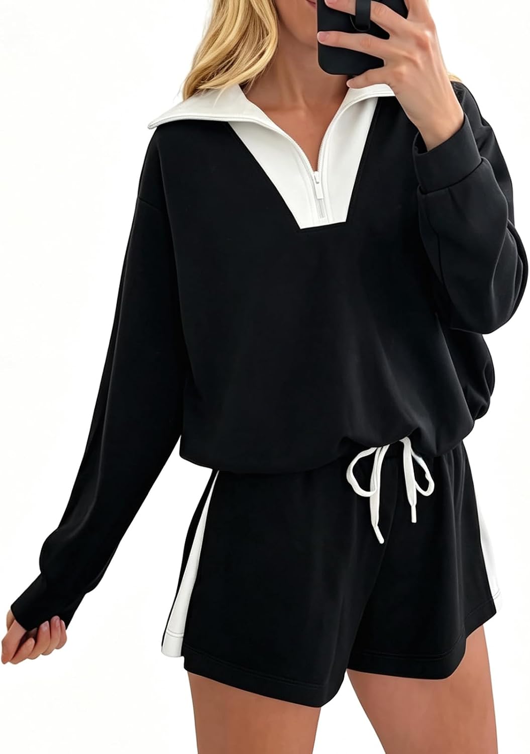 Aswulk Women's Quarter Zip Sweatsuits
