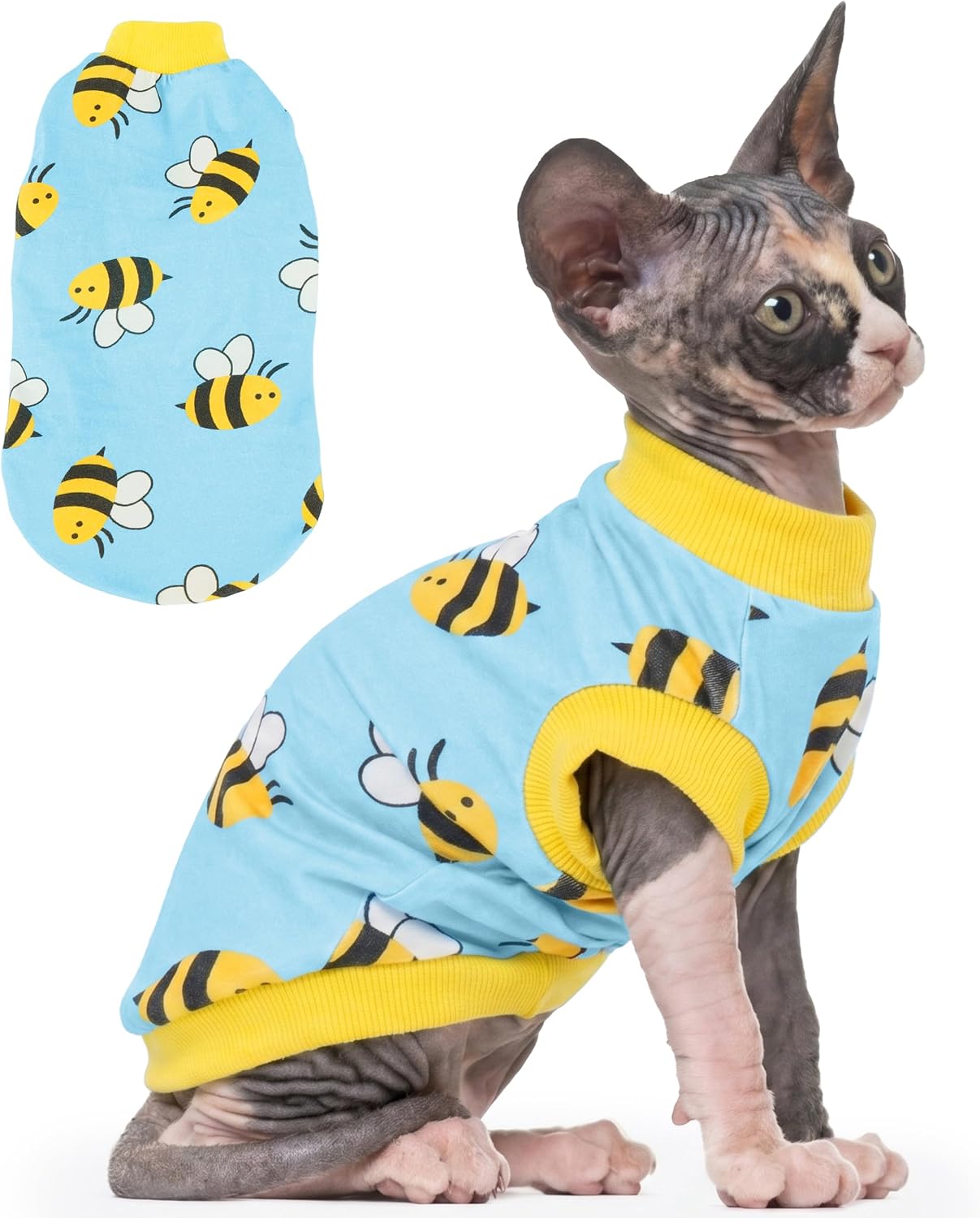 Sphynx Cat Clothes, Stretchy Sweater, Soft Shirt, Pullover Pajamas, Turtleneck for Sphynx, Cornish Rex, Devon Rex, S