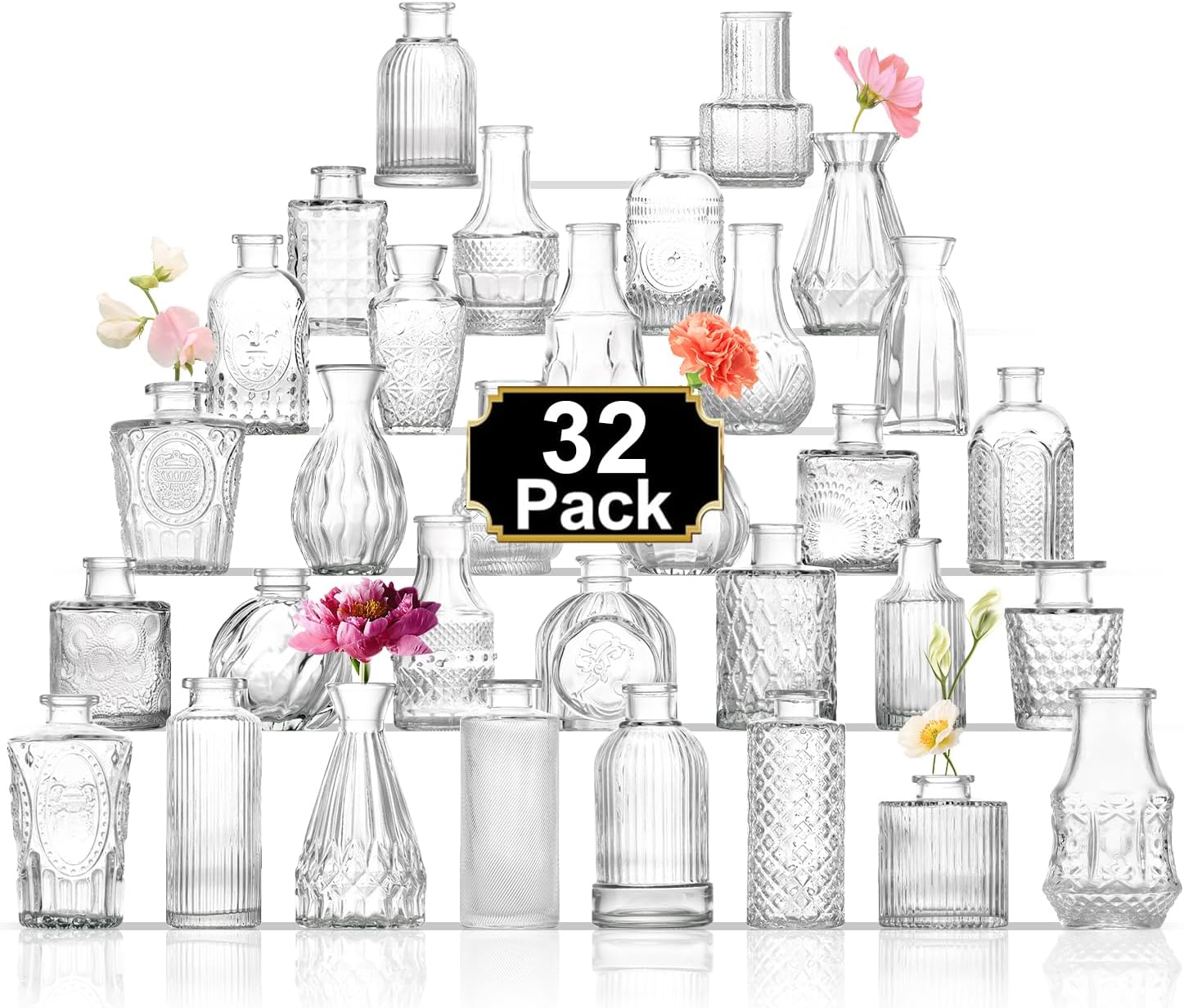 ROLLSCERAY Clear Glass Bud Vases