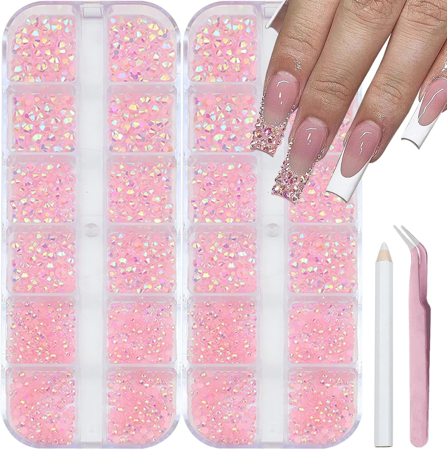 SEMATA Light Pink Nail Art Rhinestones