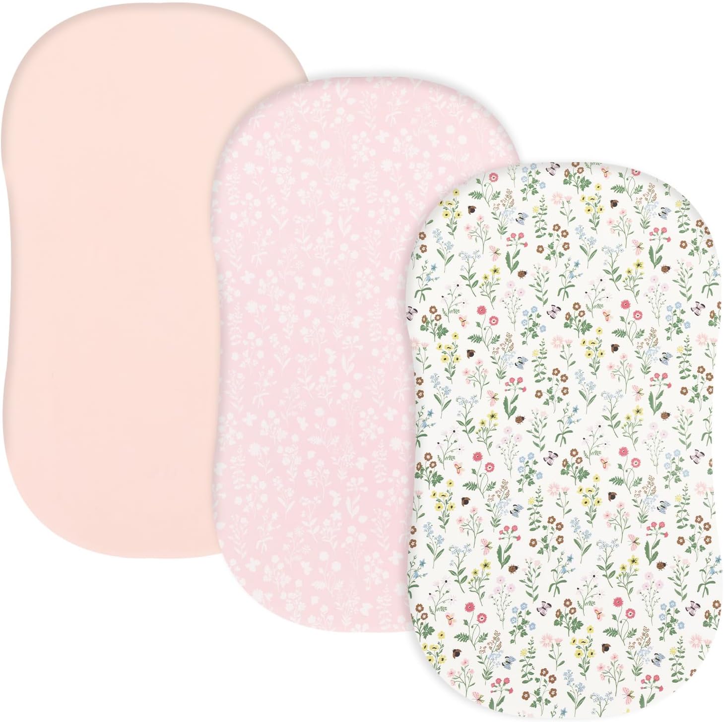 david's kids 3 Pack Bassinet Sheets, Ultra Soft Breathable Comfortable Baby Sheet Set for Boys Girls Neutral, Univeral Fit for Most Cradle and Bassinet Mattress, Garden