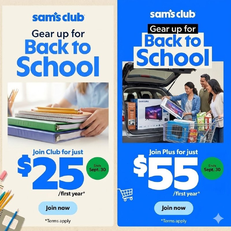 BACK-TO-SCHOOL SAVINGS ARE HERE! Thinking about joining Sam’s Club? This is a GREAT time to do it! Sam’s Club Back-to-School Membership Join Club for just