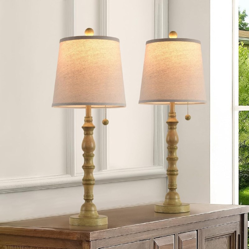PR!CE DROP ( ) Lamps Set of 2 Modern Farmhouse Table Lamp Bedside Reading Lamps Living Room End Tables Set Lamps for Night Stands Bedroom Night Lamp,High 26.26 Inch,White,Sepia Fabric Lamp Shade,Bulb Not Included