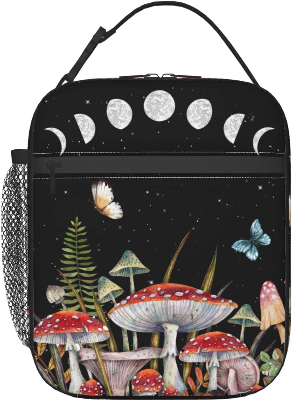 Mushroom Moon Phase Lunch Bag Double Cooler Lunch Organizer for Work Picnic