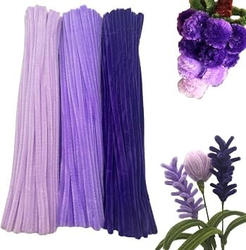PR!CE DROP ( ) Swpohrat 300 Pieces Shades of Purple Pipe Cleaner Craft Set 3 Assorted Colors,Thick Fuzzy Chenille Stem Pipe Cleaners for DIY Craft Flower Projects Holiday Decorations