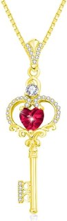 CupidGift Ruby Heart Key Necklaces