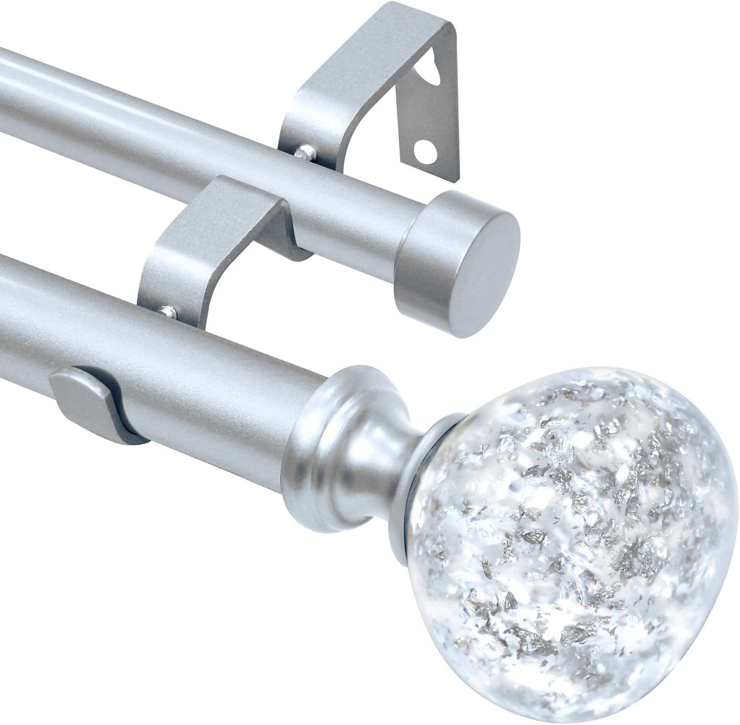 Silver Double Curtain Rods