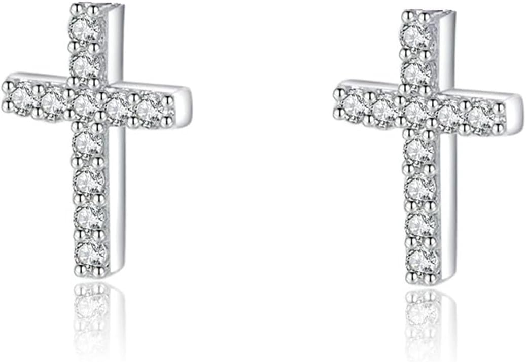 Silver Cubic Zirconia Cross Earrings
