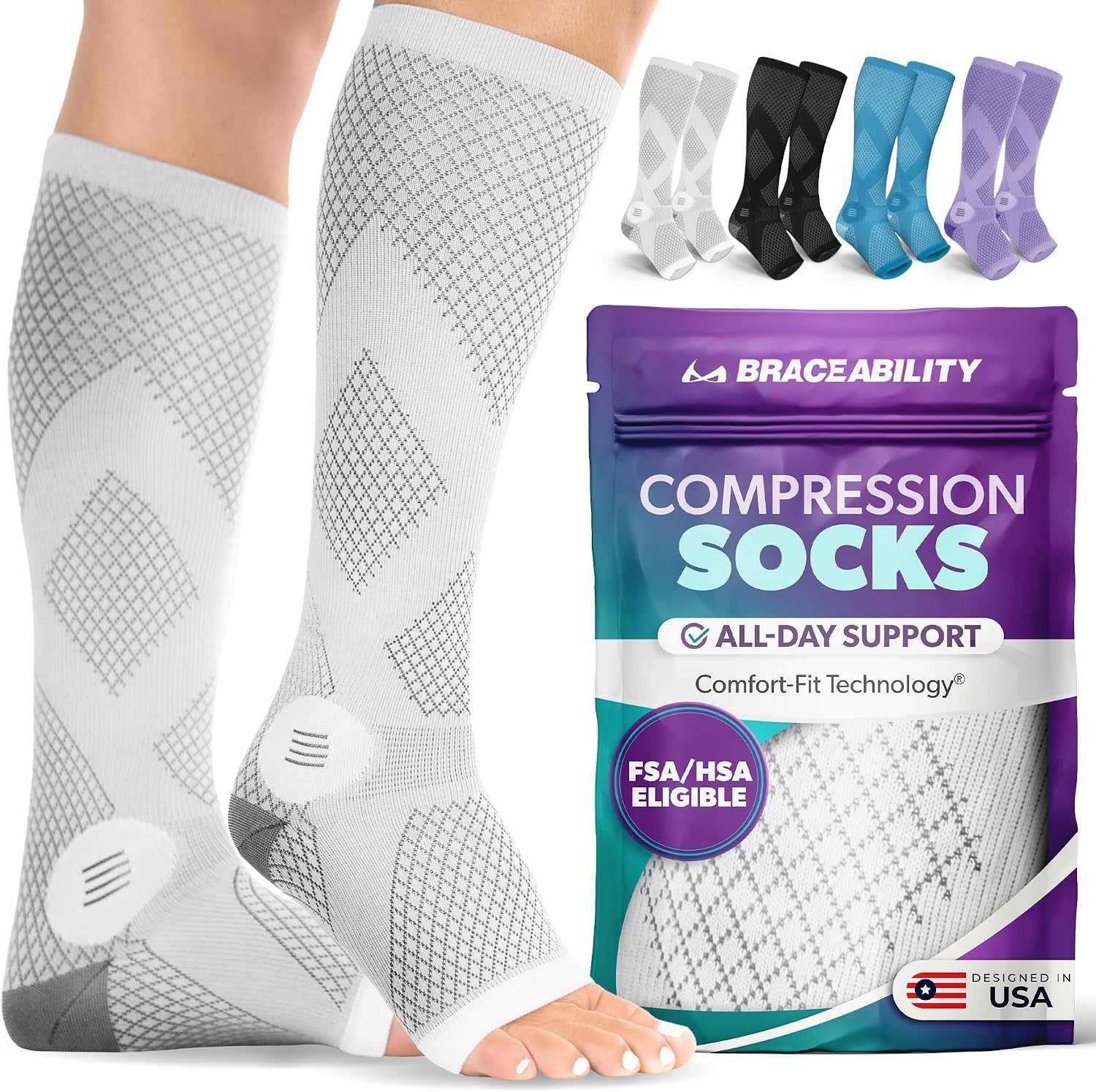 BraceAbility Compression Socks (20-30 mmHg