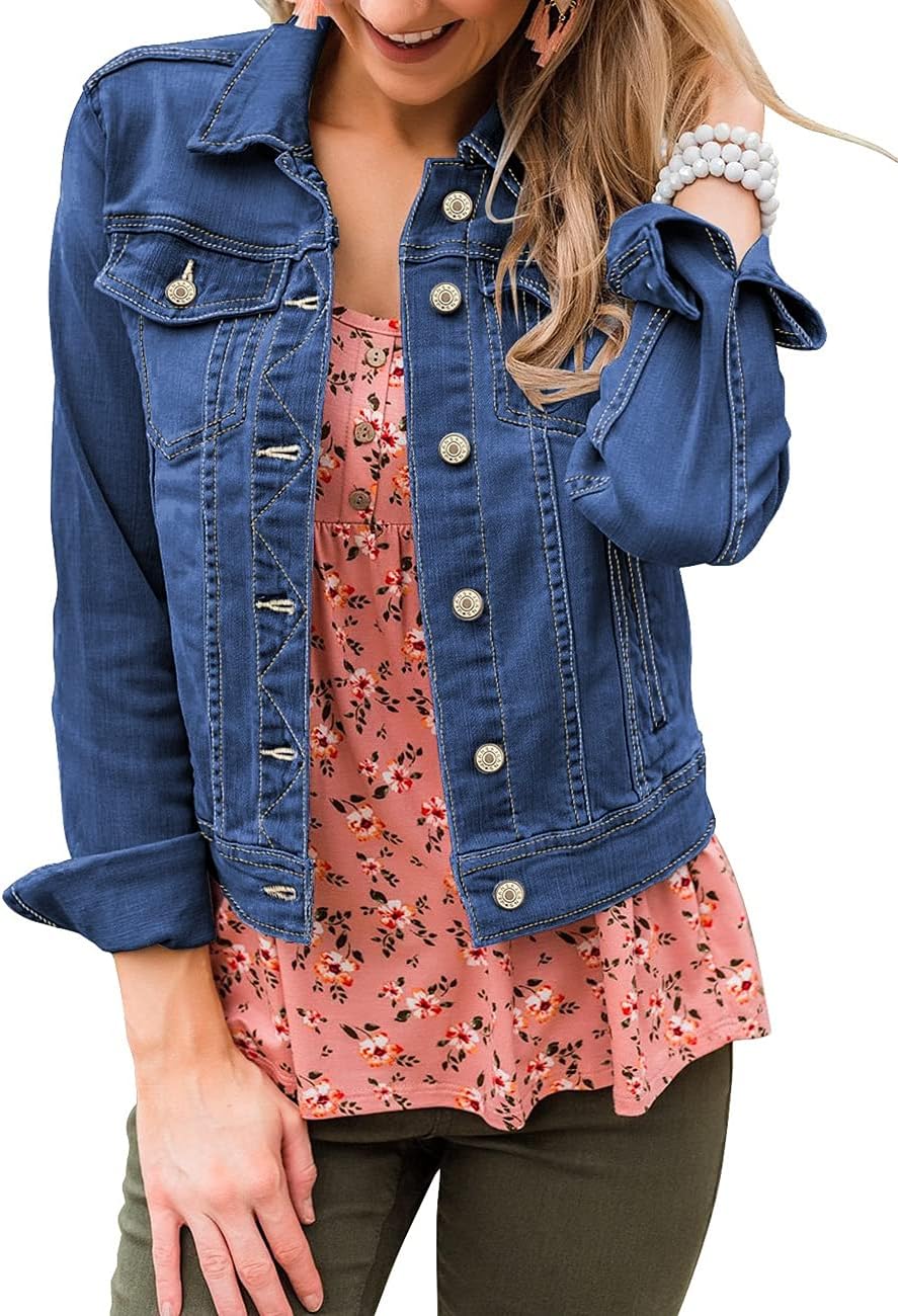 Vetinee Women's Denim Trucker Jackets