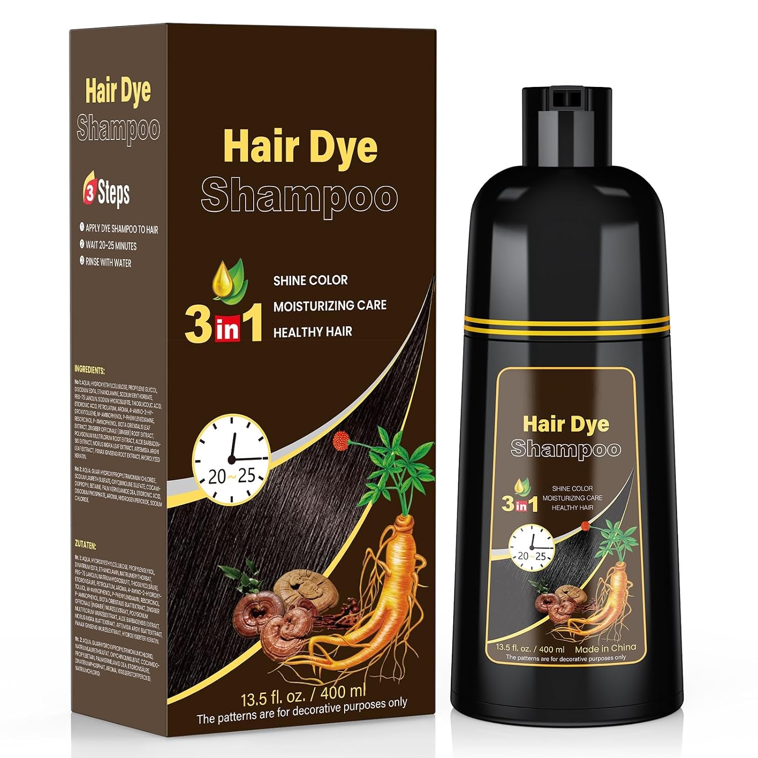 JUANCHI Dark Brown Hair Dye Shampoos