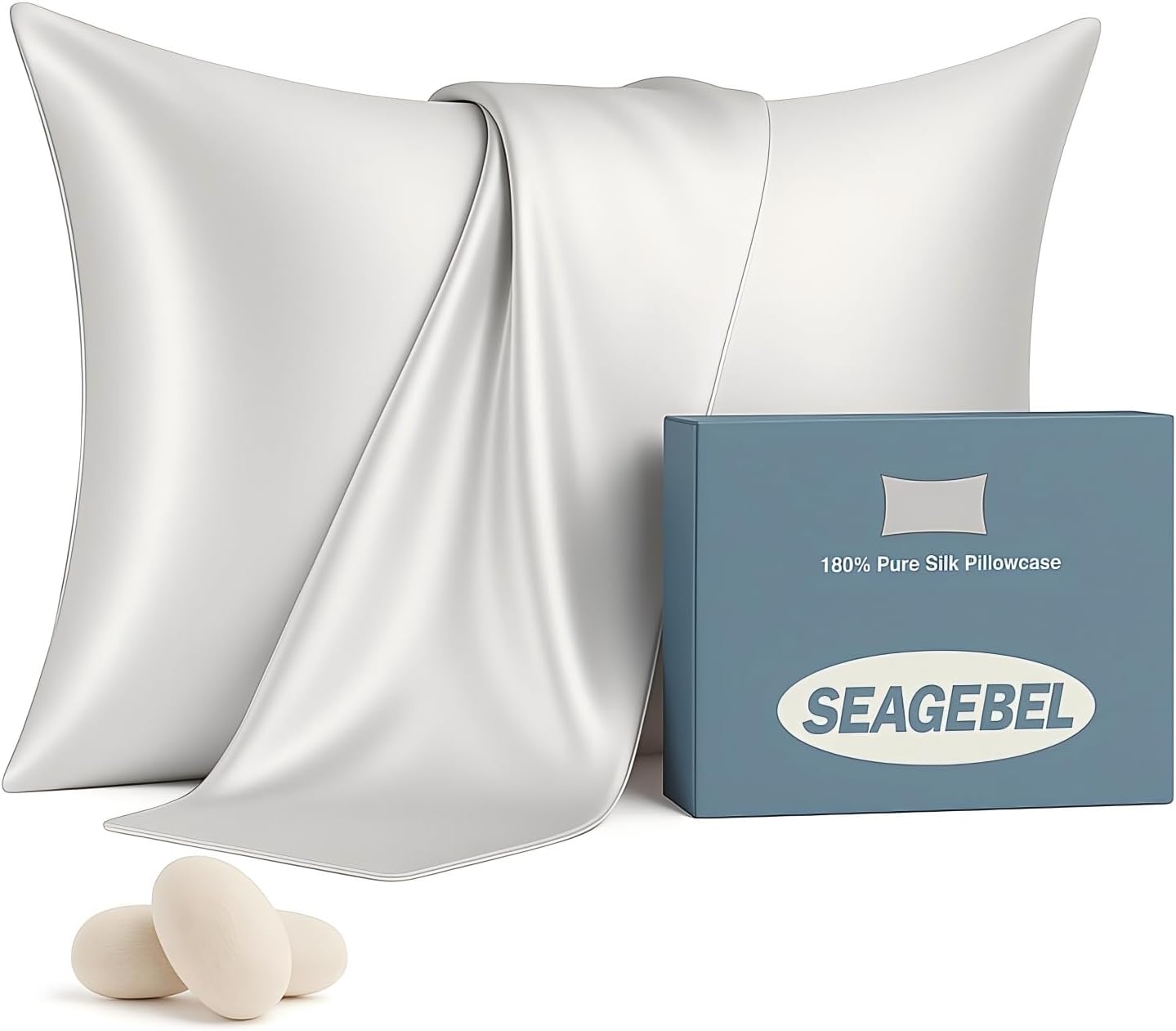 100% Pure Mulberry Silk Pillowcase for Hair and Skin Health,Cooling Pillow Cases with Zipper,Both Sides Premium Grade 6A Silk (Gray, Standard 20"x26")